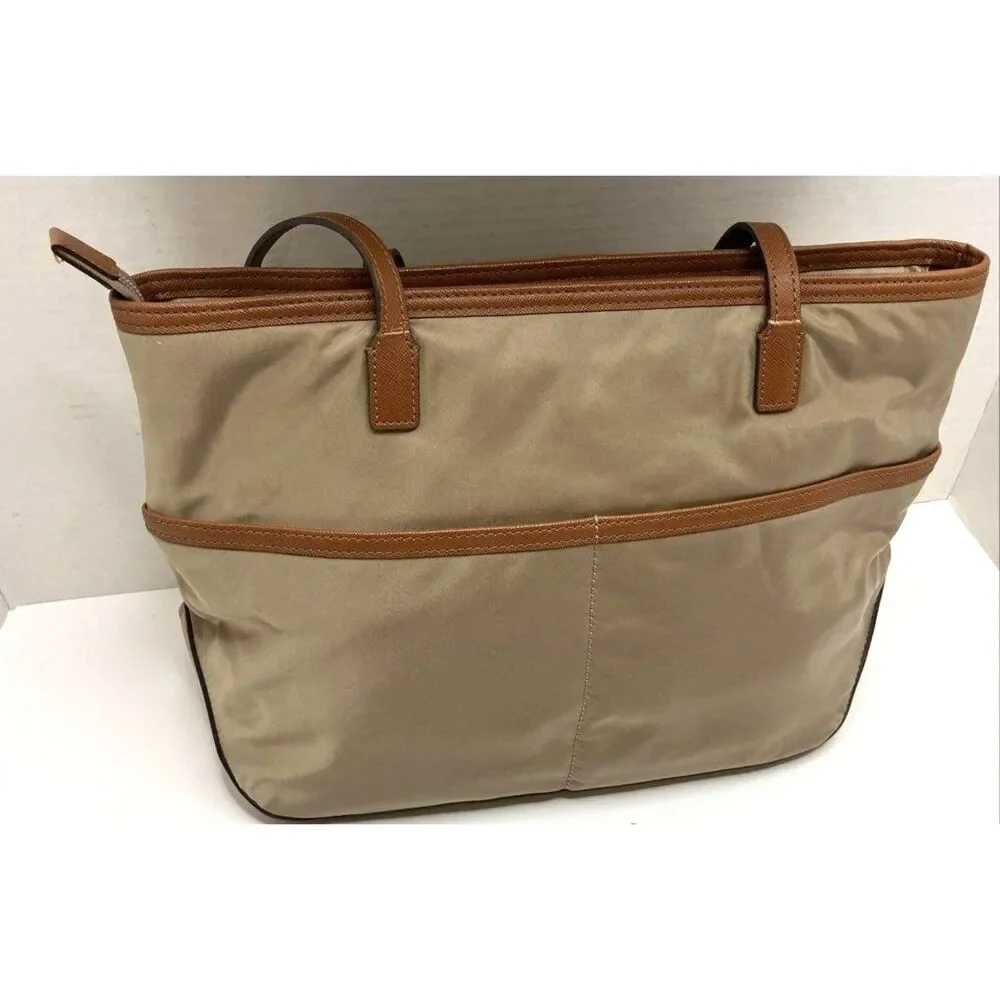 Michael Kors Jet Set Two-tone Leather Tote & Kempton Nylon Neutral Tote 2pc Lot - Picture 7 of 9
